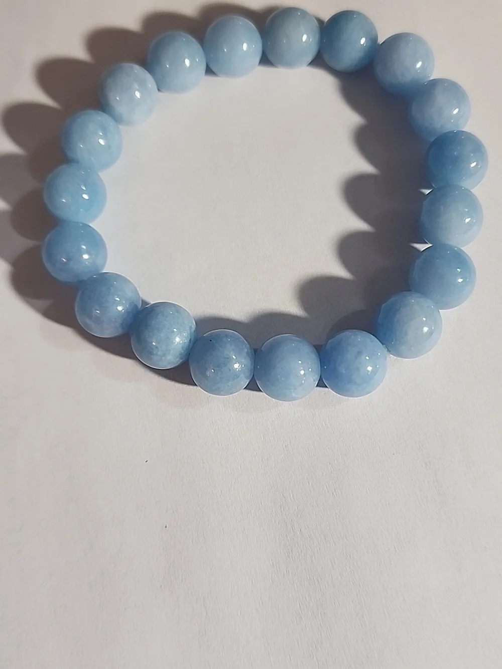 10mm 1pc Natural aquamarins Beads Braclet Women&men Blue Stone RoundBead Elastic - Picture 2 of 3